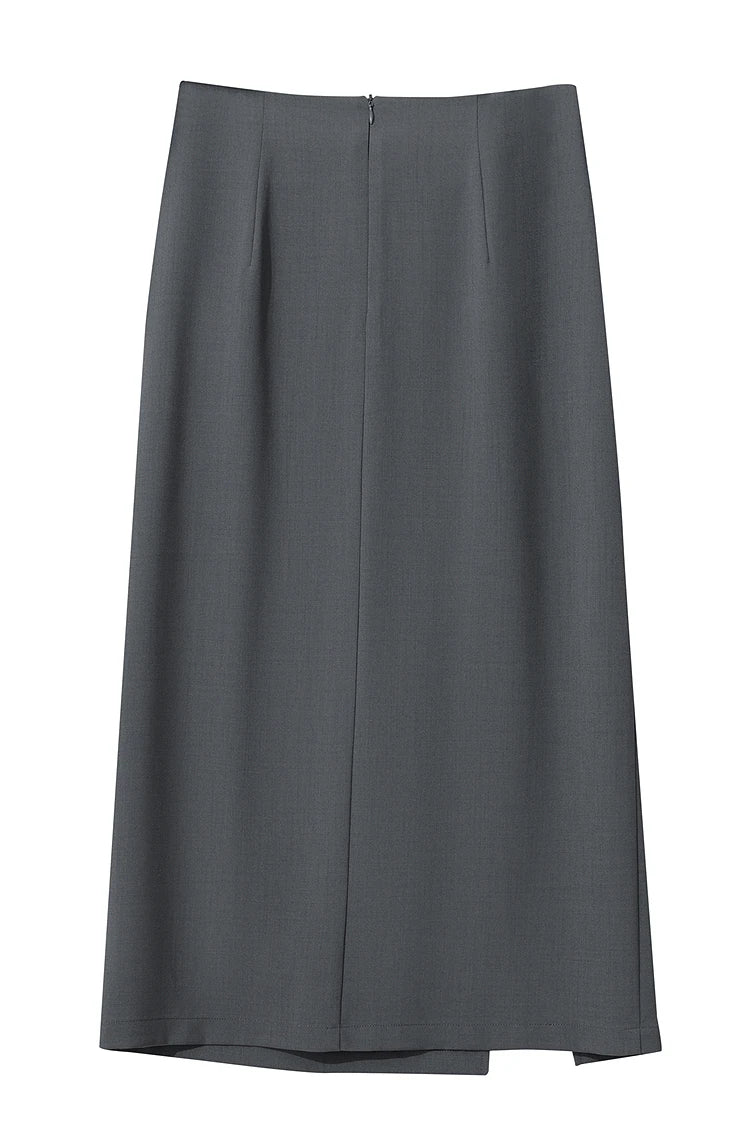 Women's Skirt 2026 Spring New H-Line Elegant Anti-wrinkle Split Skirt Solid Mid-length Versatile Woman Clothes 12621005