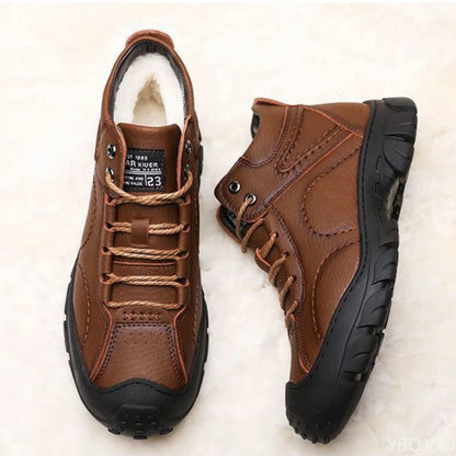 Men's Winter Velvet Thick Boots Outdoor High Top Snow boots Casual Waterproof Shoes New Lace Up Men Cotton Shoes Botas Zapatos ﻿