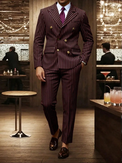 Men's Suit Sets Men's Striped Suits Dress Pants for Business Dinners and Weddings