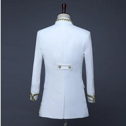 European Gold-encrusted Vintage Court Tuxedo Men's Stand-up Collar Embroidered Suit Three-piece Set  Opera House, Stage Costumes