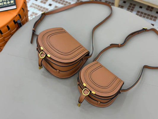 Classic Genuine Leather Saddle Crossbody Bag Vintage Fringe Shoulder Purse For Women Classic U-Shape Stitched Handbag