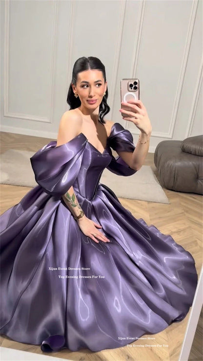 Modern Lilac Evening Dresses Off The Shoulder Sweetheart Prom Dress A-Line Formal Birthday Party Dresses 2026 Customized