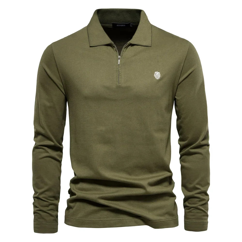 Brand Long Sleeve Men's Polo Shirts 100% Cotton Solid Color Casual Polo Shirts for Men New Sping Autumn Basic Polos Men