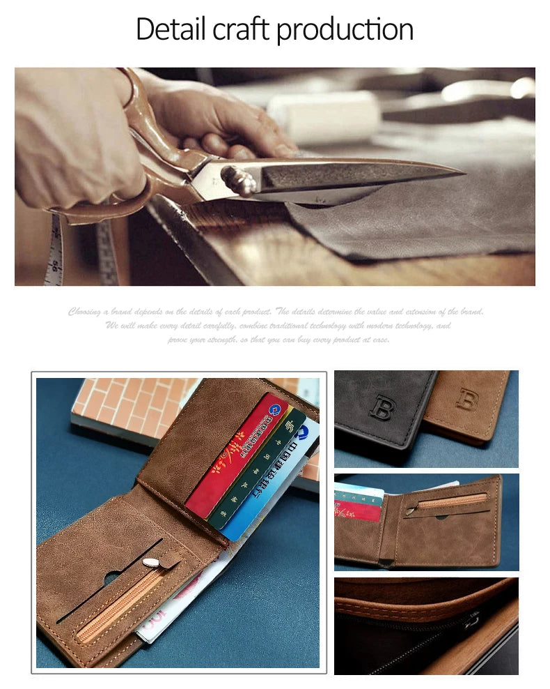 2022 New Fashion PU Leather Men's Wallet With Coin Bag Zipper Small Money Purses Dollar Slim Purse New Design Money Wallet