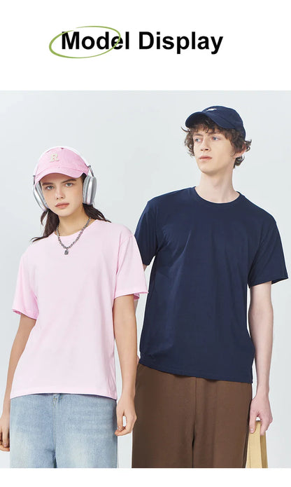 100% Cotton Solid Tshirts Men Woman Short Sleeve Fashion Brand Trend Casual Soft Clothing Tees Customized Products Summer Tops