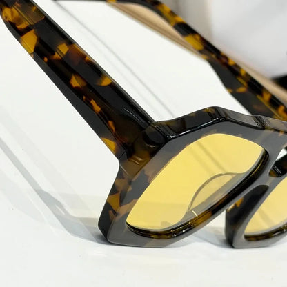 Designer Hollow Thick Acetate Women's Sunglasses Handmade Square Brand Design High Quality Female UV400 Prescription Glasses