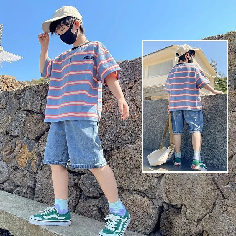 8 To 10 Year Old Boy Clothes Kids Set Junior Boys' Summer Clothing Children's Outfit 2025 Baby Boy's From 4 Years Shorts T-shirt