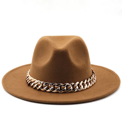 Hat For Women Autumn Winter New Party Jazz Fedora Hats With Fashion Luxury Oversized Chain Accessory Bag Two-piece Set