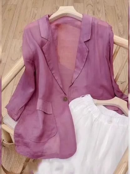 Elegant Casual Women's Suit Jacket 2026 New Shirt Unique High-End Sun Protection Beautiful Top Slimming Pure Color Button up