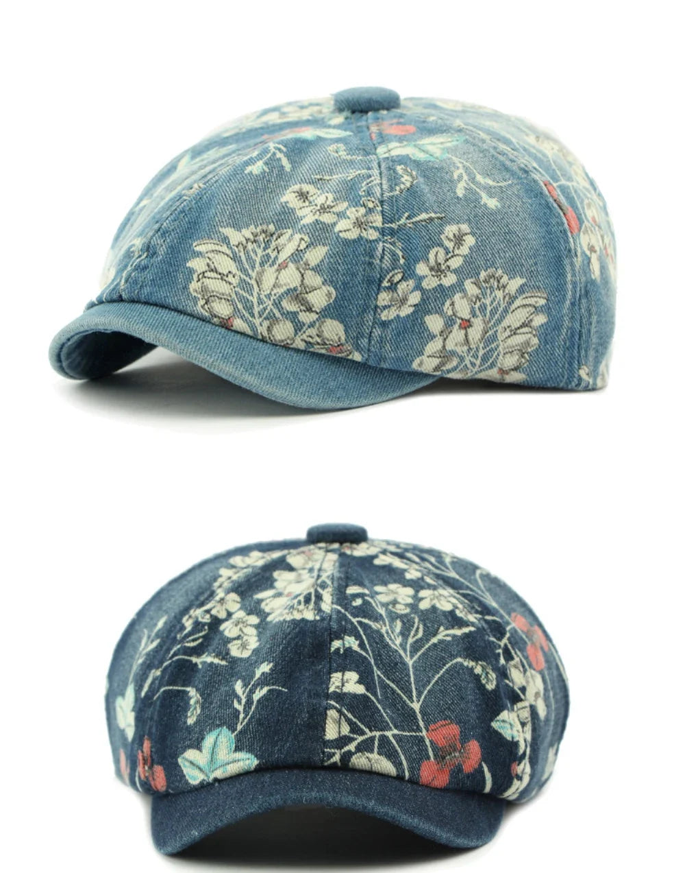 Beret Cap Spring Summer Autumn Men Women Cap Male Female Floral Artist Painter Beret Hat Denim Flat Cap Octagonal Berets