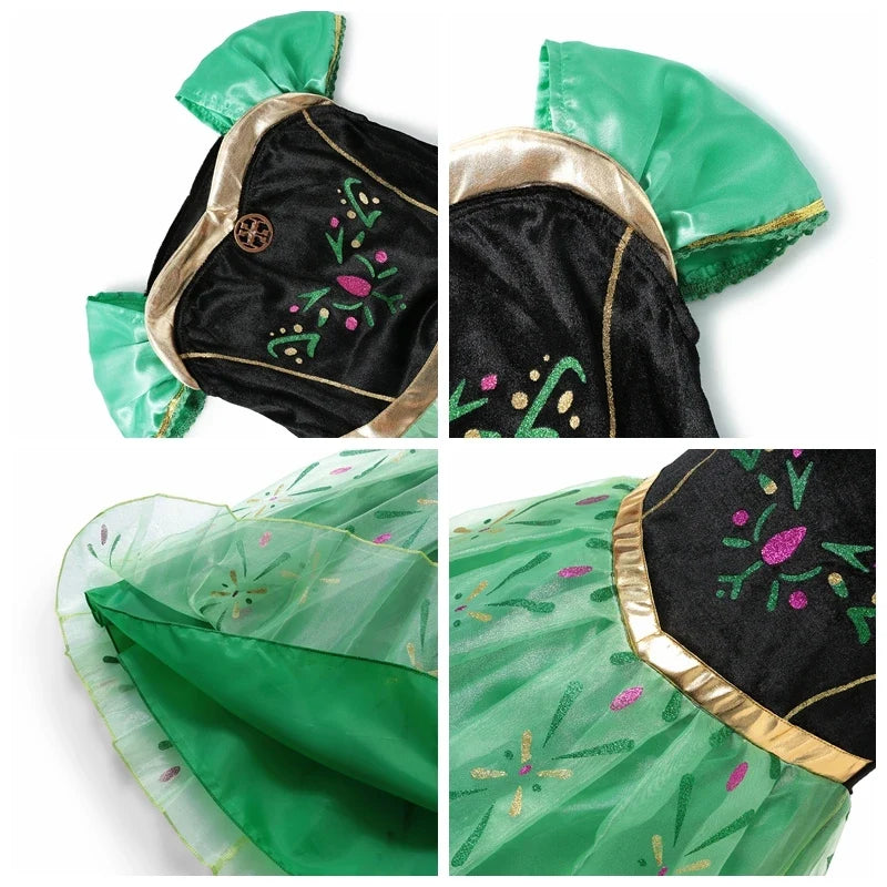 2026 Kids Princess Costume Girls Elsa Anna Dress Carnival Cosplay Snow White Aurora Moana Rapunzel Mermaid Belle Party Outfits