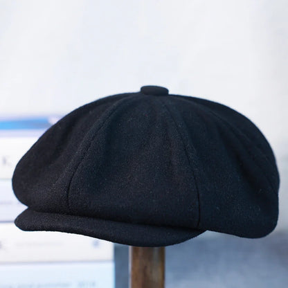 New Wool Newsboy Cap Black Khaki Men Women British Gatsby Retro Hat Driver Flat Cap for Male Vintage Beret for Men 009