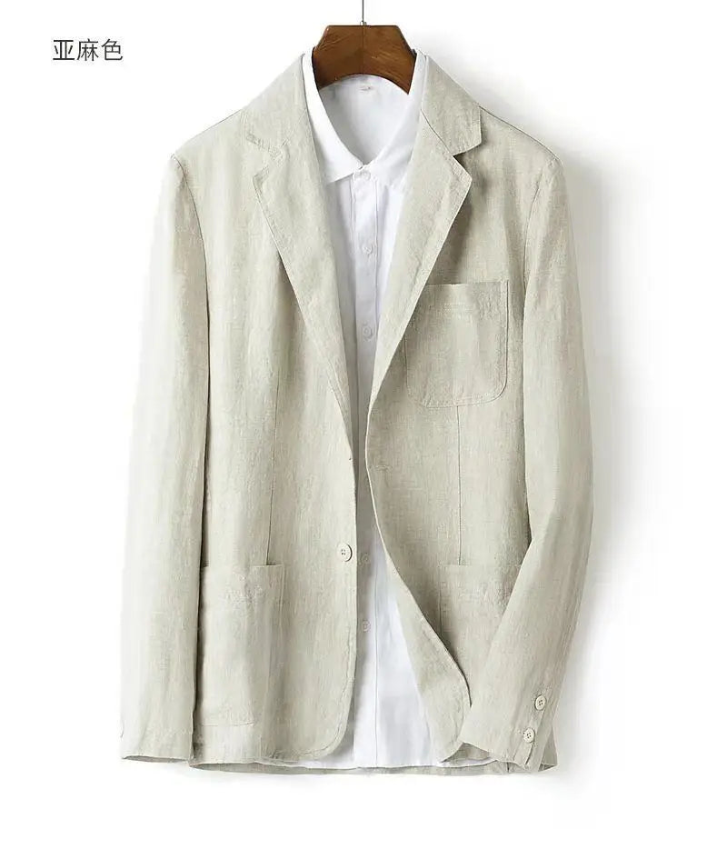 Linen Sun Protection Jacket Blazer - Men's Fashionable Business Casual Versatile and Comfortable Ice Sensation Breathable Blazer