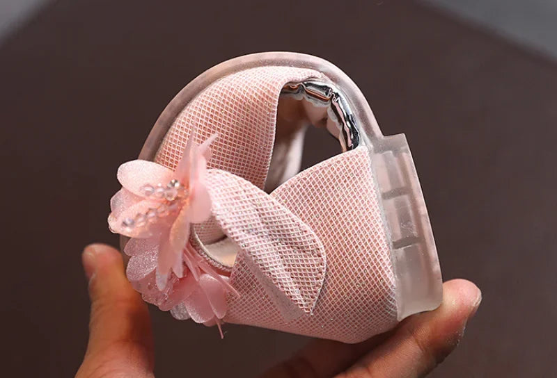 Girls Rhinestone Flower Shoes Low Heel Flower Wedding Party Dress Pump Shoes Princess Shoes For Kids Toddler
