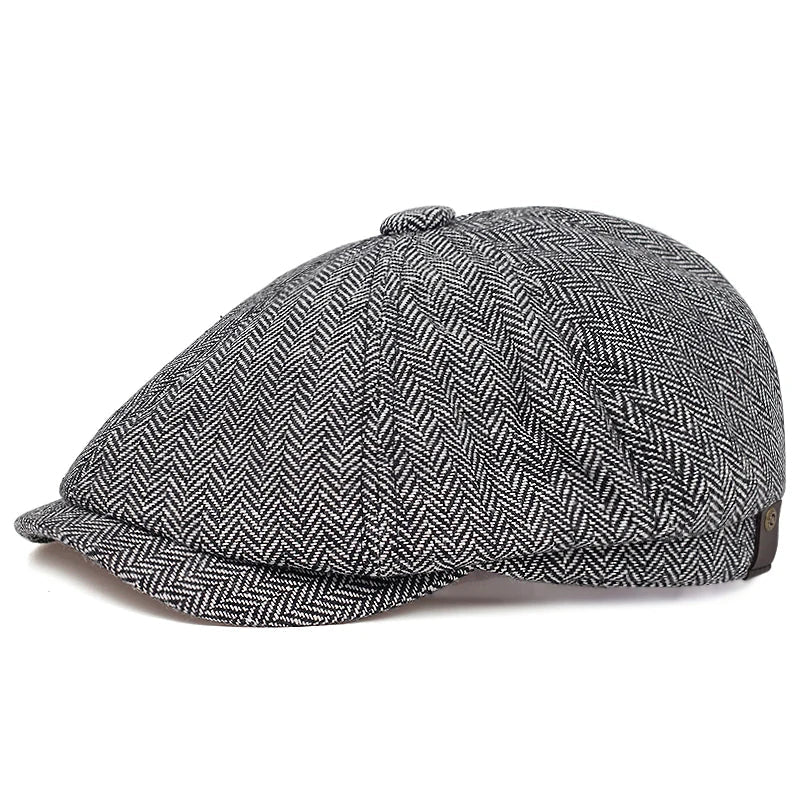 Male Ivy Hat Big Head Man Autumn and Winter Newsboy Cap Top Grade Beret Caps
