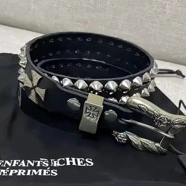 Punk New Gothic Y2K Women Men Belts Luxury Brand Goth Ladies Hip Hop Punk Rivet Skeleton Print Waist Belt Jeans Waistband