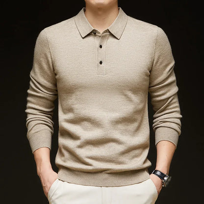 Fashion Autumn And Winter New Cashmere Sweater Men's High Quality Pullover Casual Loose POLO Knitted Bottom Shirt Jacket Shirt