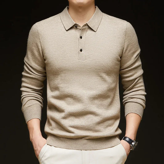 Fashion Autumn And Winter New Cashmere Sweater Men's High Quality Pullover Casual Loose POLO Knitted Bottom Shirt Jacket Shirt
