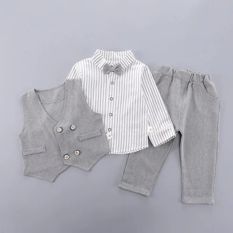 Autumn New Kids Girls Boy  Formal Gentleman Vest Shirt Pants 3pcs/set Clothing Set Spring Children Tracksuits Clothes Sport Suit