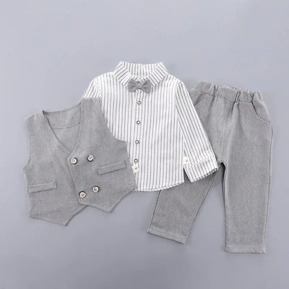 Autumn New Kids Girls Boy  Formal Gentleman Vest Shirt Pants 3pcs/set Clothing Set Spring Children Tracksuits Clothes Sport Suit