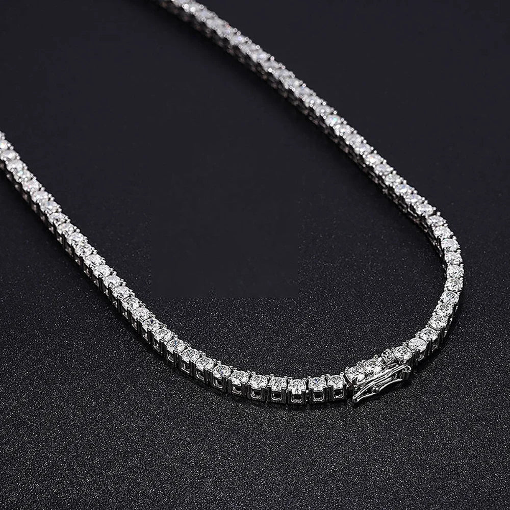 Long Tassel Full Moissanite Diamond Necklace With  Certificate S925 Sterling Silver Plated 18k Gold Tennis Necklace For Women
