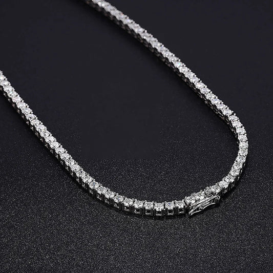 Long Tassel Full Moissanite Diamond Necklace With  Certificate S925 Sterling Silver Plated 18k Gold Tennis Necklace For Women
