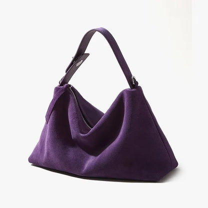 Genuine Grade Autumn Winter Big Boston Luxury Designer Tote Soft Matte Suede Leather Women Handbag Female Shoulder Crossbody Bag