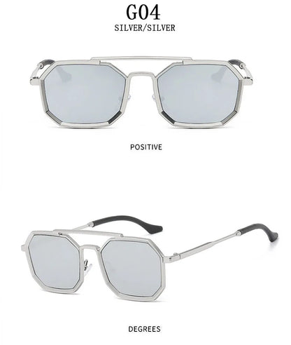 Blue Square Sunglasses For Men Retro Metal Steampunk Sunglasses Women Vintage Fashion Glasses Gafas De Sol Hombre Zonnebril Sun