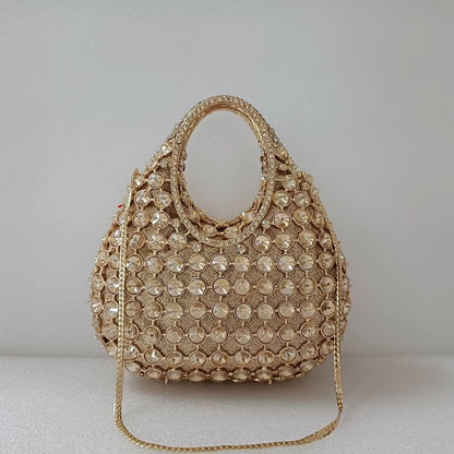 Women Large Capacity Handbag Luxury Green Rhinestone Evening Party Bags Wedding Bridal Crystal Clutches Top-handle Purse