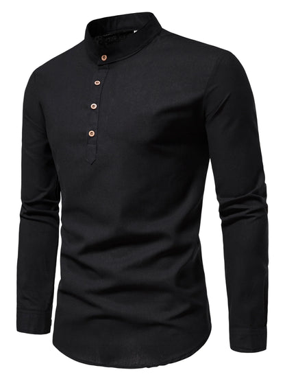 Spring and Autumn Outdoor Activities Fashion Stand collar Long sleeved Pure Cotton Shirt, Casual Fashion Design