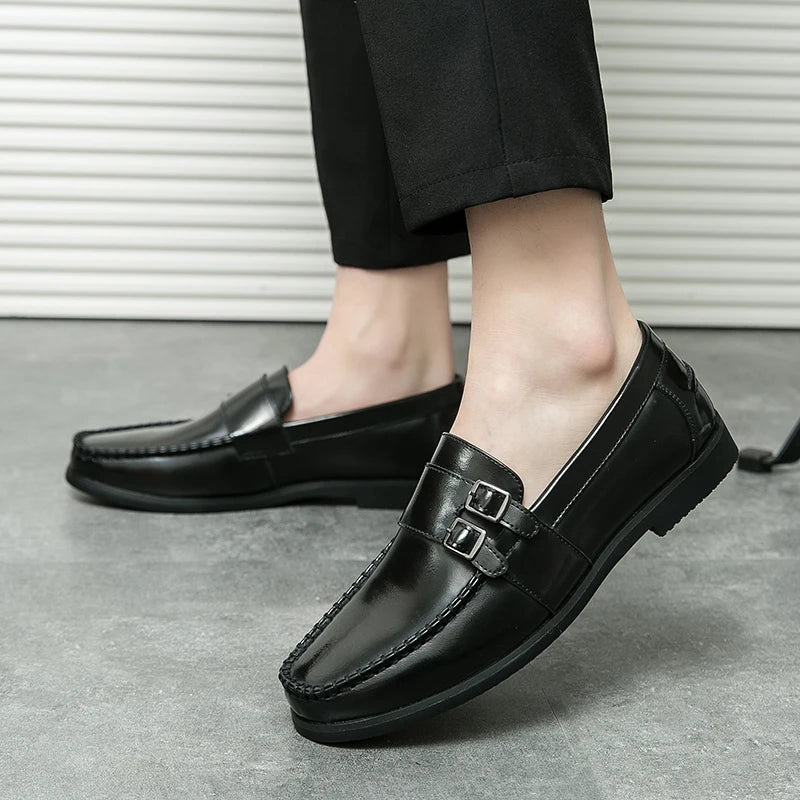 Business men's loafers Comfortable flat bottomed Elegant gentleman style Daily work Outdoor leisure street 38-46 leather shoes
