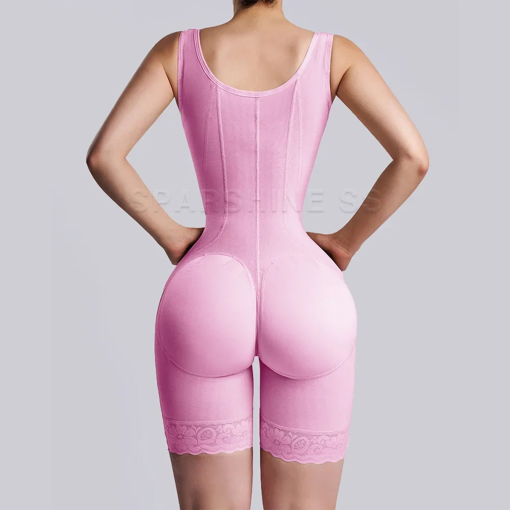 Shapewear Mid-leg Adjustable Hook and Eye Bodysuit High Compression Faja Colombianas Tummy Control Underwear