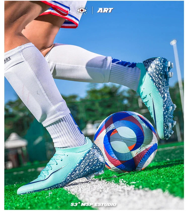 Soccer Cleats for Men Women AG/TF Breathable Cushioned Insole Anti-Slip Outdoor Sports Artificial Grass Football Boots