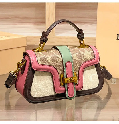 Light luxury niche design contrasting color saddle bag 2025 new high-end handbag versatile single shoulder crossbody bag