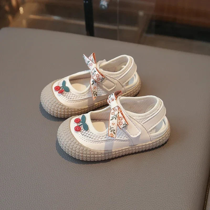 Baby Girls Sandals Cut-outs Cherry Children Beach Shoes Toddler Kids Summer Princess Shoes Anti Slip Soft Sole Babies Sandals
