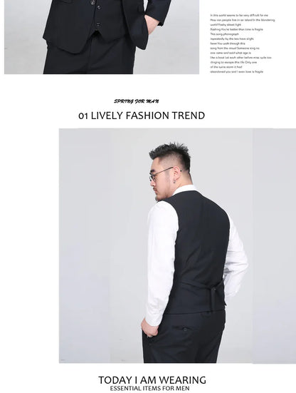 Plus Size Suit Vest for Men Smart Casual Mens Vest Single-breasted Waistcoat for Business Wedding Groomsman Spring Summer Autumn