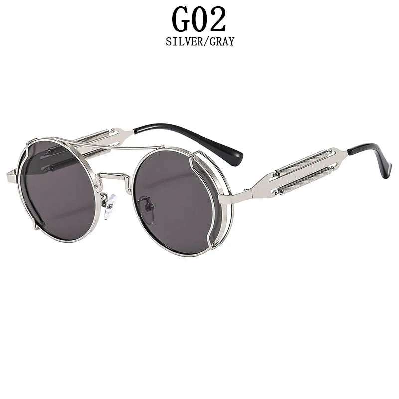 Punk Sunglasses For Men Designer Vintage Round Steampunk Fashion Glasses Retro Sunglasses Women 2024 Gafas De Sol Hombre Lunette