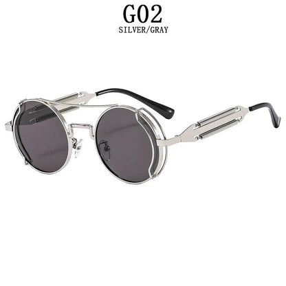Punk Sunglasses For Men Designer Vintage Round Steampunk Fashion Glasses Retro Sunglasses Women 2024 Gafas De Sol Hombre Lunette