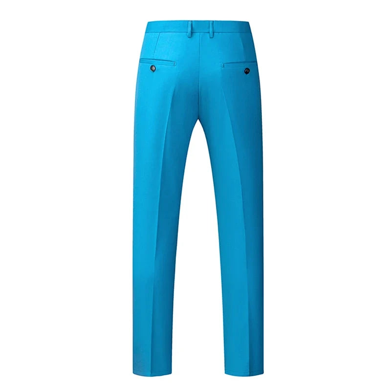 2026 New Men's Rose Red Trousers, Asian Size Blue Formal Pants, Black Pantalon Hombre.