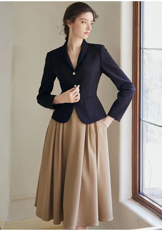 Suit coat women's 2023 spring dress new temperament professional black slim suit versatile