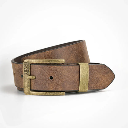 A Men's and Women's Casual Retro Belt Western Style! PU Leather Belt with Metal Buckle, Suitable for Daily Work Wear