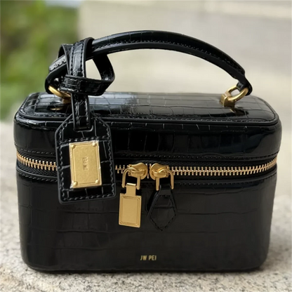 Textured Leather Crossbody Bag for Women, Designer Shoulder Purse with Letter Logo, Chic Commuter Handbag