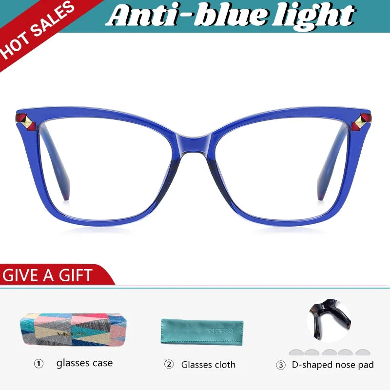Usual Cat Eye Myopia Prescription Glasses Hyperopia Women Reading CR39 Anti Blue Light Optical Eyeglasses Frame PFD2127