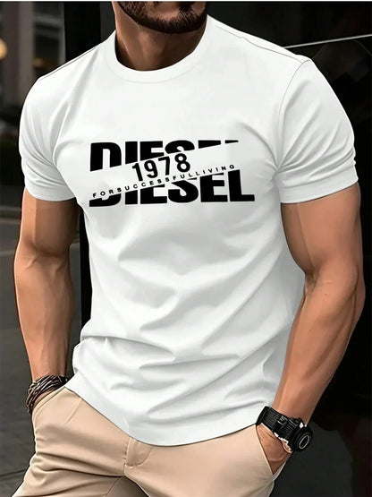 New European and American Trendy Men's Fashionable Casual Short Sleeved T-shirt, Solid Color T-shirt, Men's Summer Sports Tops