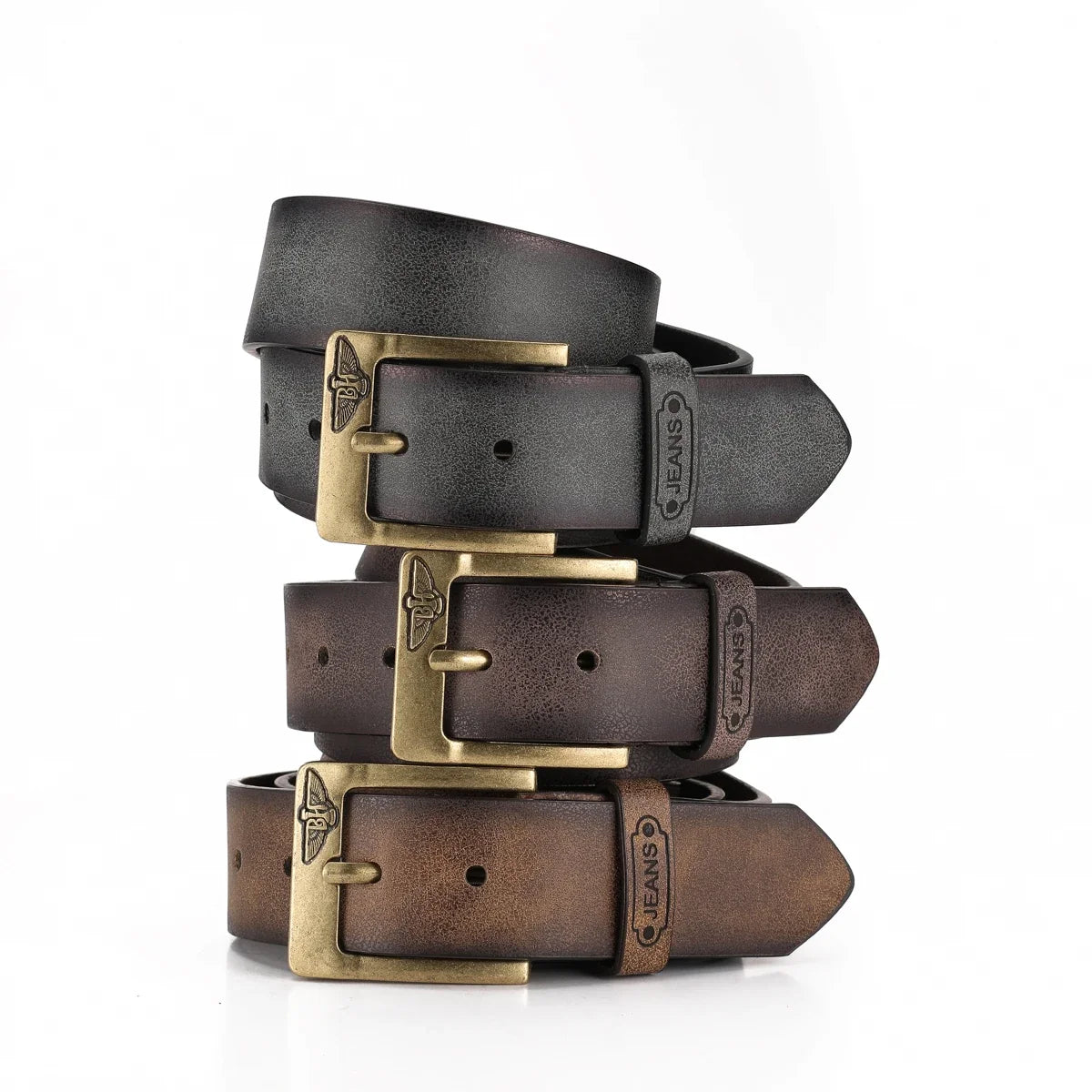 A Western-style PU Leather Belt for Both Men and Women, a Classic and Casual Retro Belt