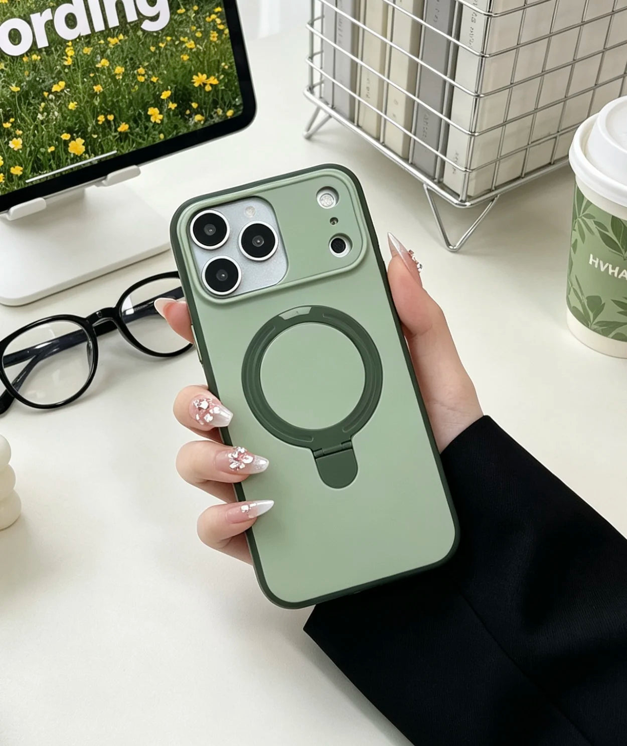 Luxury Matte Clear Metal Holder Ring Magnetic Case For iPhone 17 Air 16 15 14 Plus 13 12 Pro Max For Magsafe Shockproof Cover