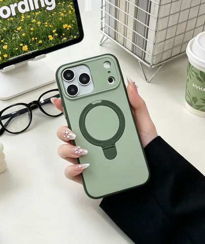 Luxury Matte Clear Metal Holder Ring Magnetic Case For iPhone 17 Air 16 15 14 Plus 13 12 Pro Max For Magsafe Shockproof Cover