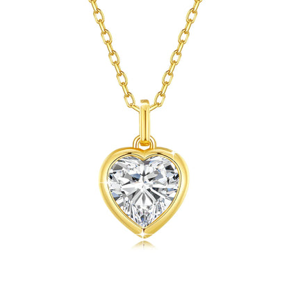Simple Heart Cut Moissanite Pendant Necklace 14K Gold Women Eternity Love Anniversary Jewelry Wedding Gift 1/2 Carat