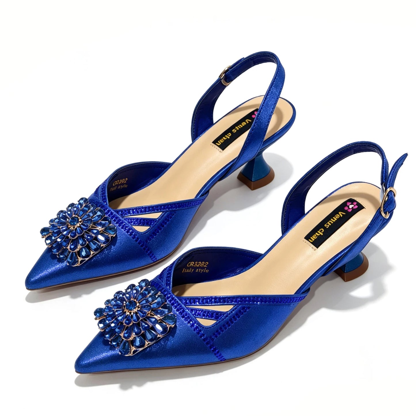 2026 New Arrival Italian-Inspired Green Rhinestone Pointed Toe Women’s High Heels with Matching Handbag Set Elegant Wedding