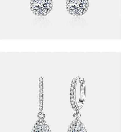 1CT Pear Cut Moissanite Earrings for Women S925 Pure Silver Laboratory Cultivated Diamonds Elegant Wedding Jewelry